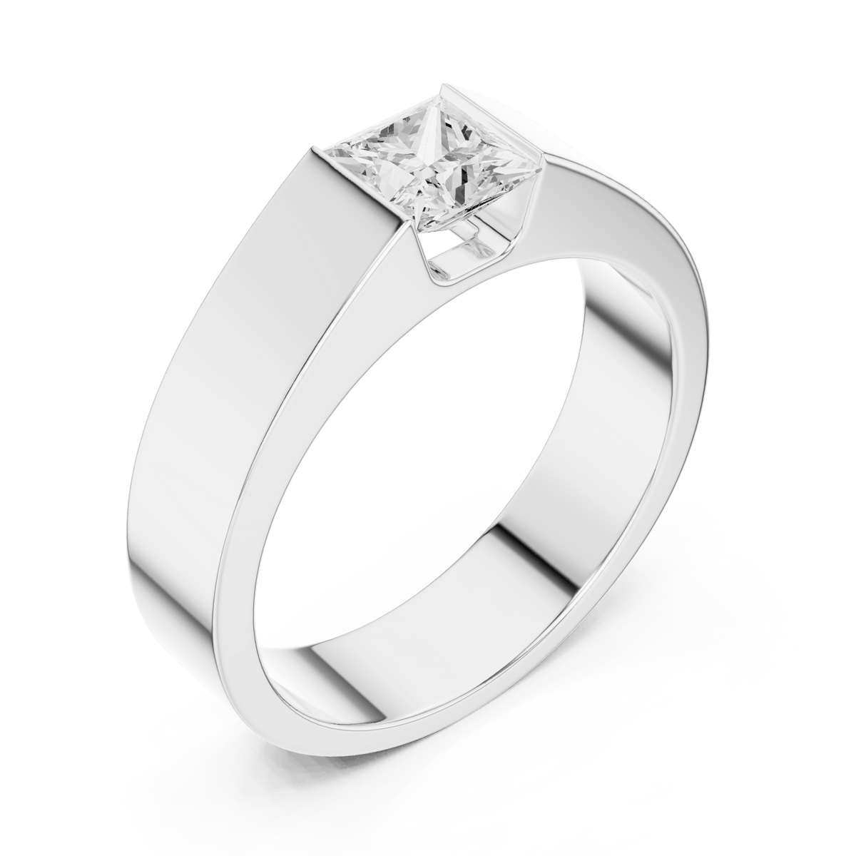 Flush Channel Set Princess Cut Men's Lab Grown Diamond Ring