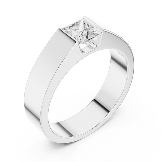 Flush Channel Set Princess Cut Men's Lab Grown Diamond Ring
