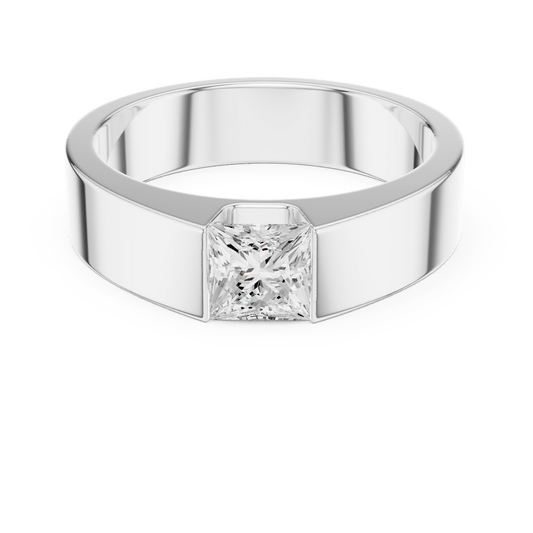 Flush Channel Set Princess Cut Men's Lab Grown Diamond Ring