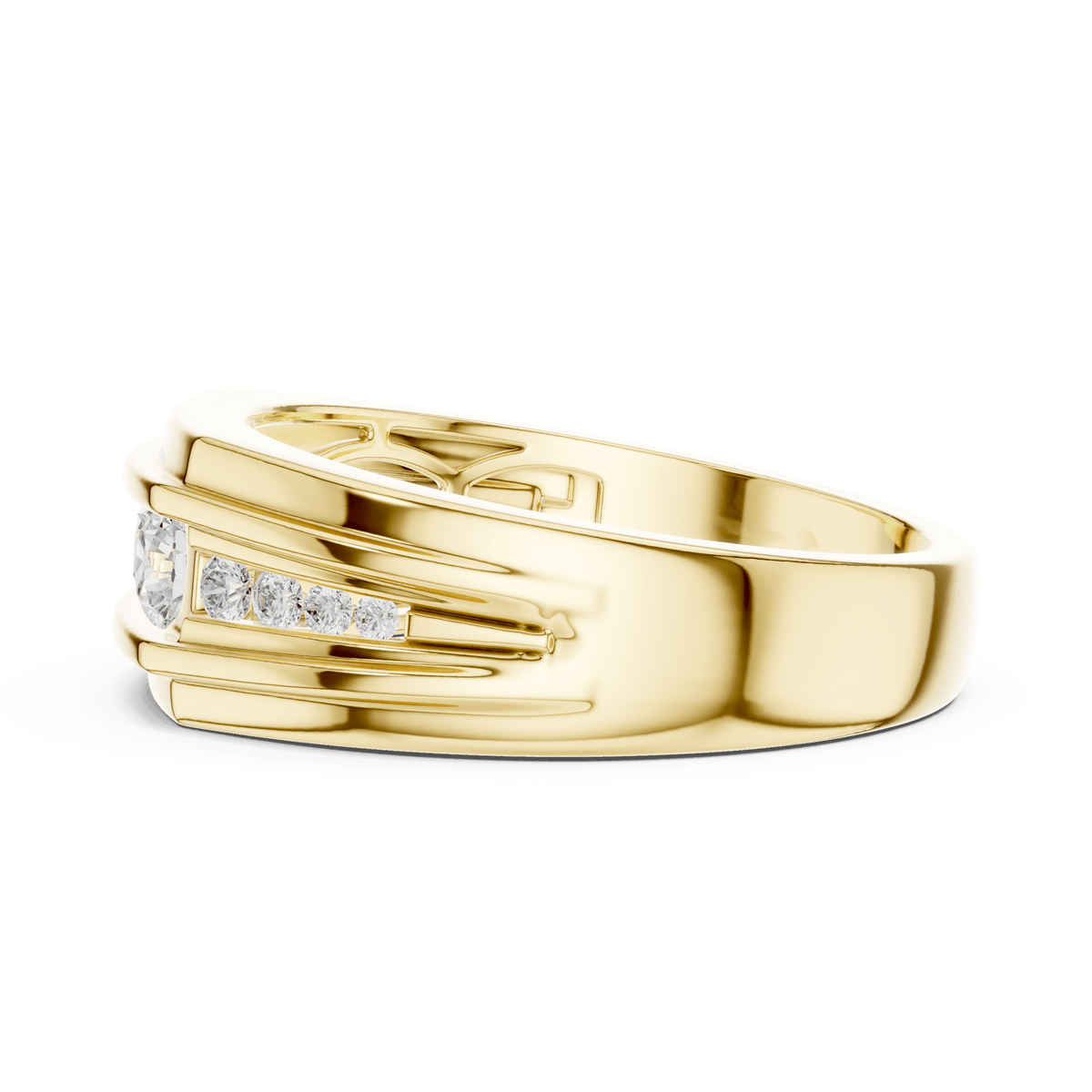 Yellow Gold Horizontal Channel-Set Men's Statement Ring