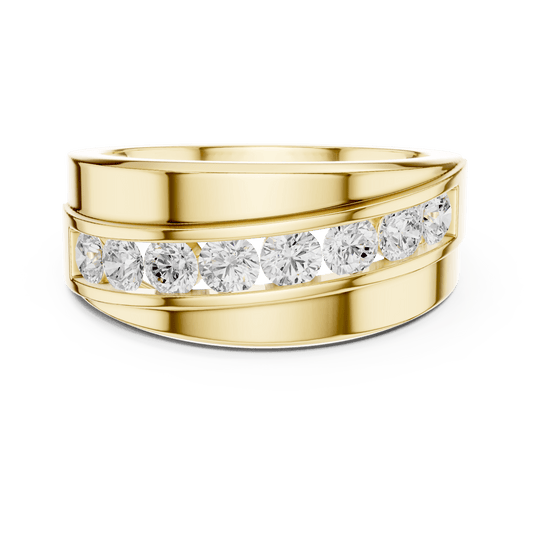 Men's Sweeping Channel Lab Grown Wedding Ring in 14KT Solid Gold