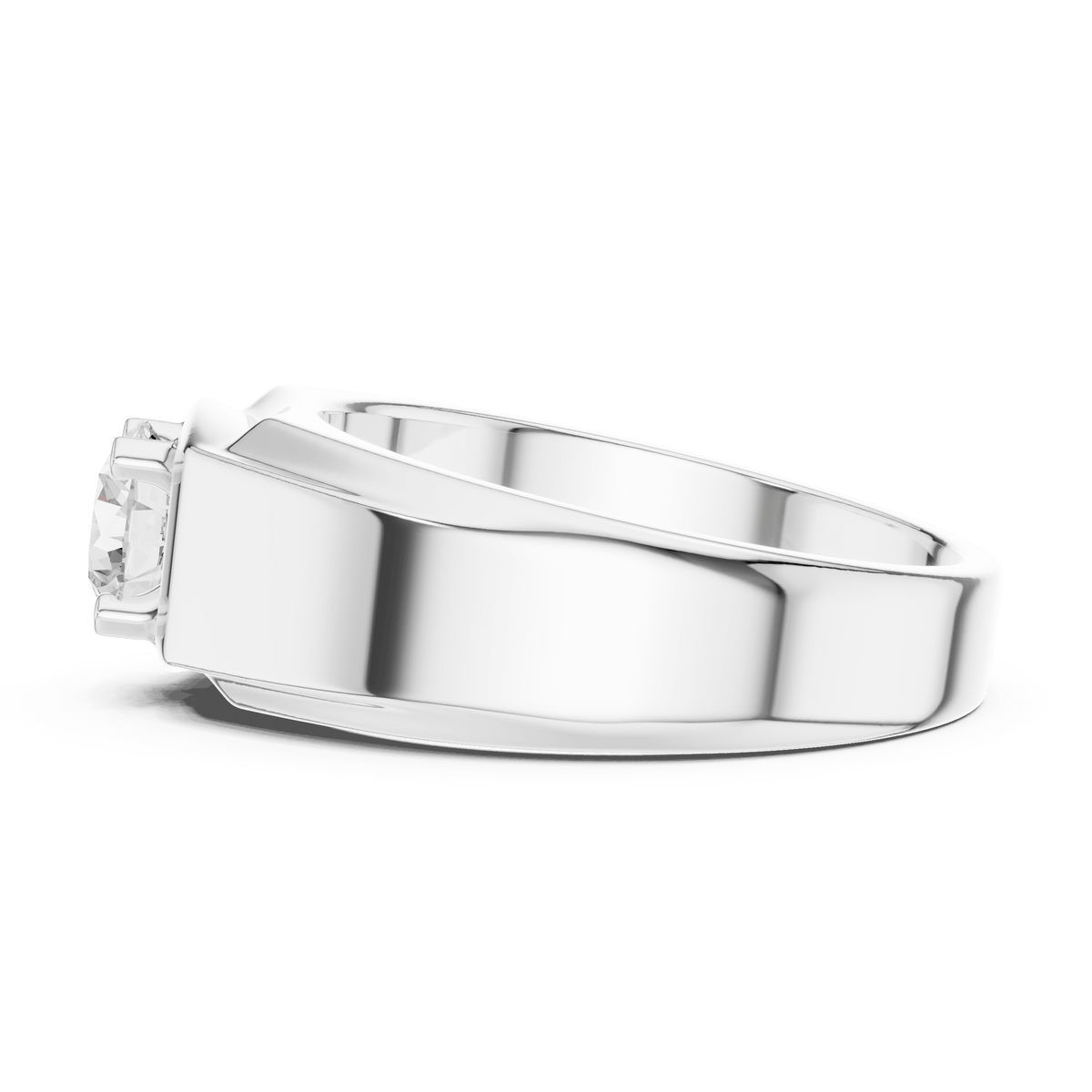 Classic Flat Top Round Solitaire Wide Band Lab Grown Diamond Ring
