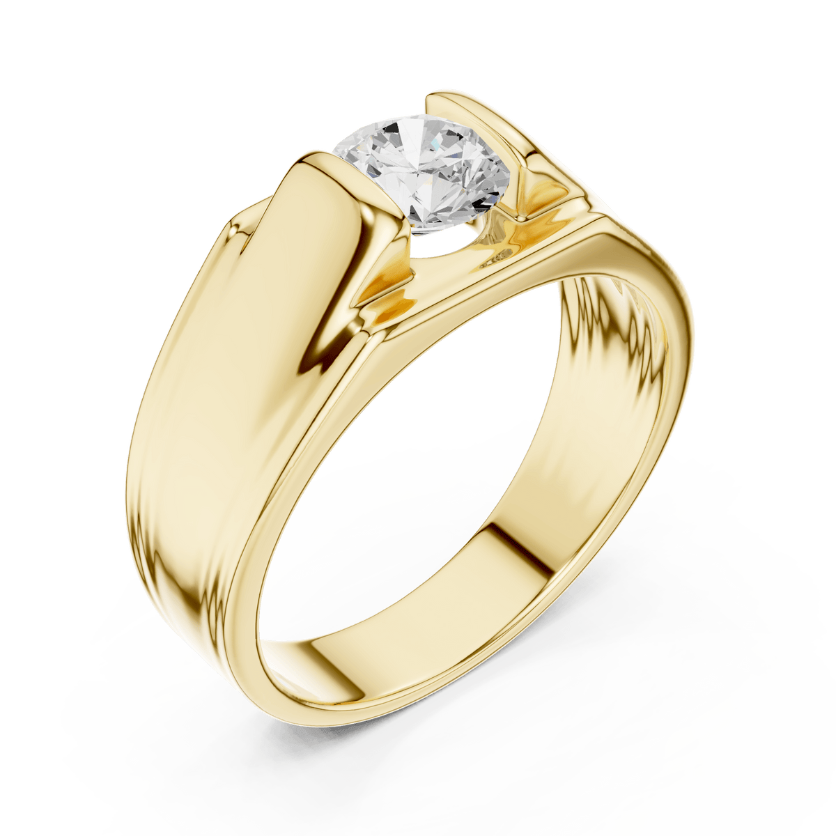  Vertical Bar-Set Round Diamond Men's Ring in 14KT Solid Gold