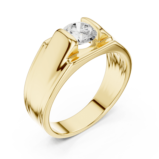  Vertical Bar-Set Round Diamond Men's Ring in 14KT Solid Gold