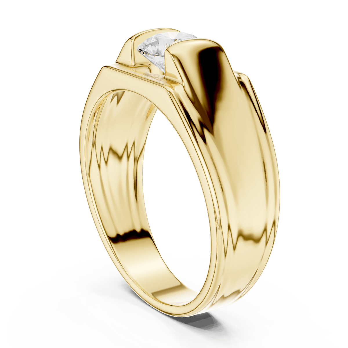  Vertical Bar-Set Round Diamond Men's Ring in 14KT Solid Gold