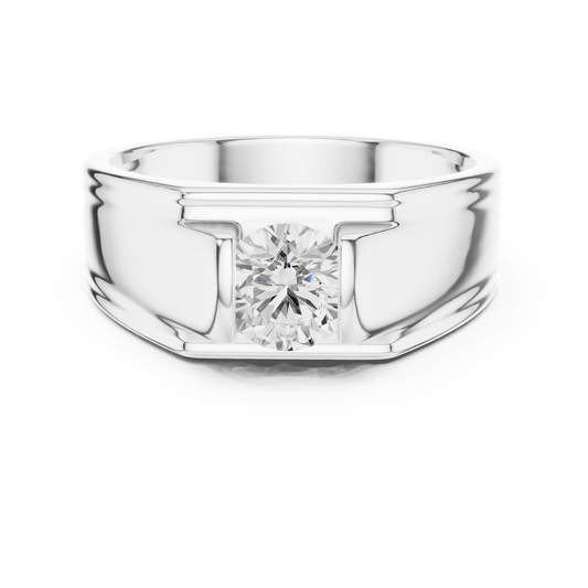 Modern Vertical Channel Solitaire Wide Band Lab Grown Diamond Ring