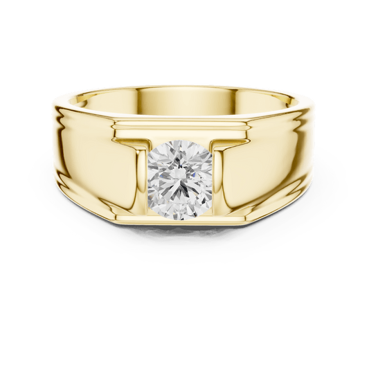  Vertical Bar-Set Round Diamond Men's Ring in 14KT Solid Gold