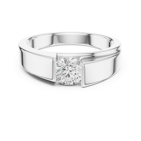 Round Solitaire Bypass Tension Set Men's Lab Grown Diamond Ring