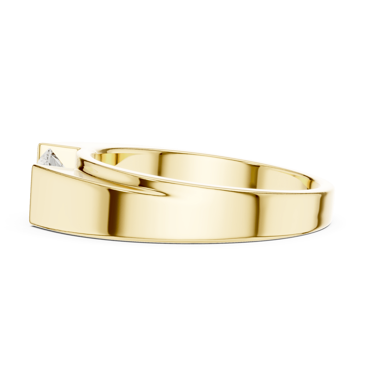 14KT Gold Asymmetric Side-Set Round Diamond Men's Ring