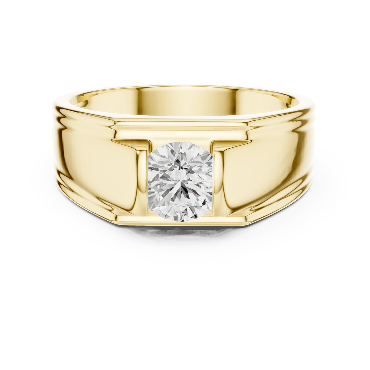 Yellow Gold Vertical Channel-Set Round Diamond Men's Band