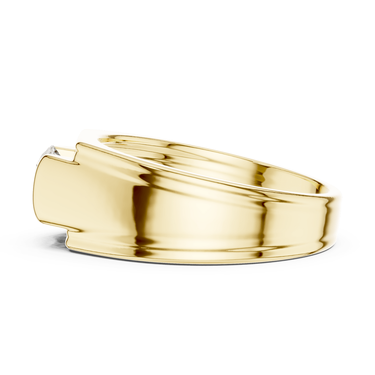 Yellow Gold Vertical Channel-Set Round Diamond Men's Band