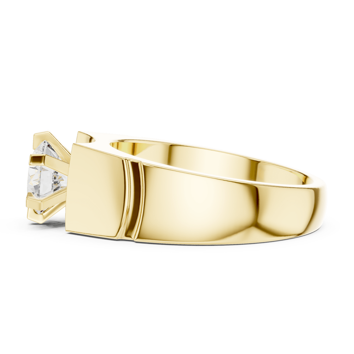 14K Gold Bold Recessed Round Lab Diamond Men's Ring
