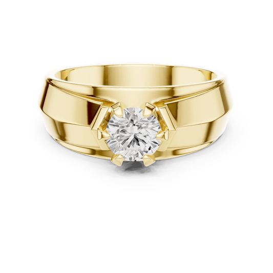 Imperial Round Solitaire Bezel-Set Men's Band in 14K Gold