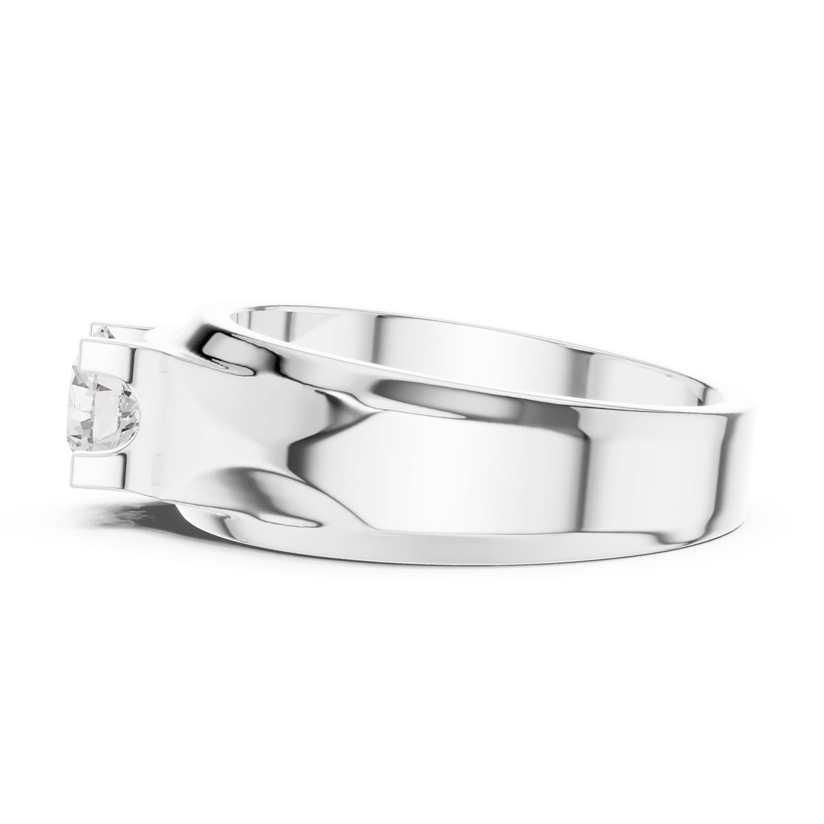 Four-Prong Recessed Round Solitaire Men's Signet Lab Grown Diamond Ring
