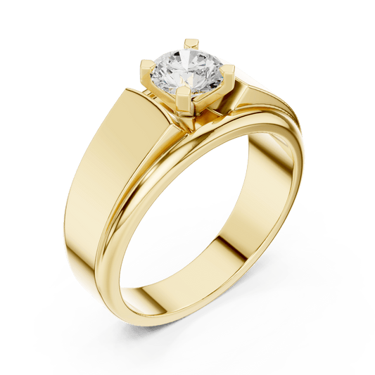 Imperial Corner-Prong Square Box Round Lab Grown Statement Band in 14K Gold