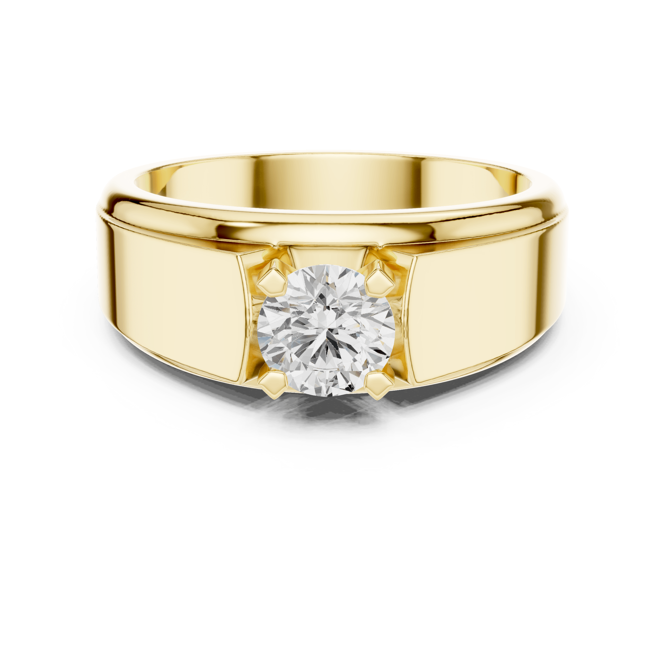 Imperial Corner-Prong Square Box Round Lab Grown Statement Band in 14K Gold