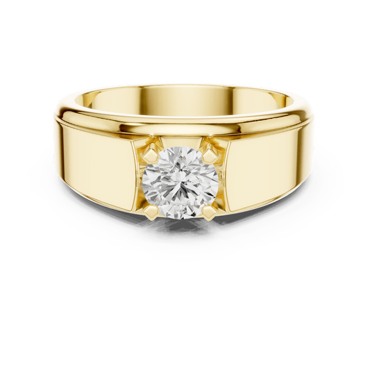 Imperial Corner-Prong Square Box Round Lab Grown Statement Band in 14K Gold