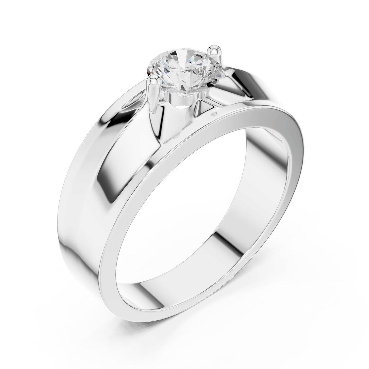 Modern Grooved Shoulder Solitaire Men's Lab Grown Diamond Ring