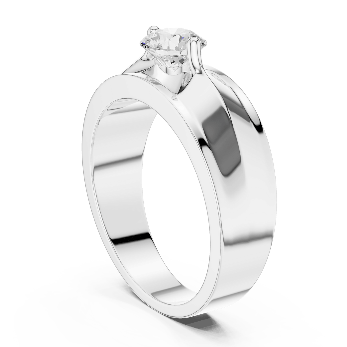 Modern Grooved Shoulder Solitaire Men's Lab Grown Diamond Ring