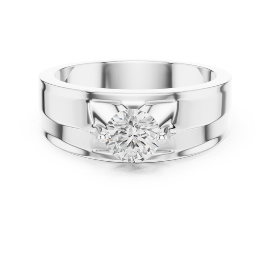 Modern Grooved Shoulder Solitaire Men's Lab Grown Diamond Ring