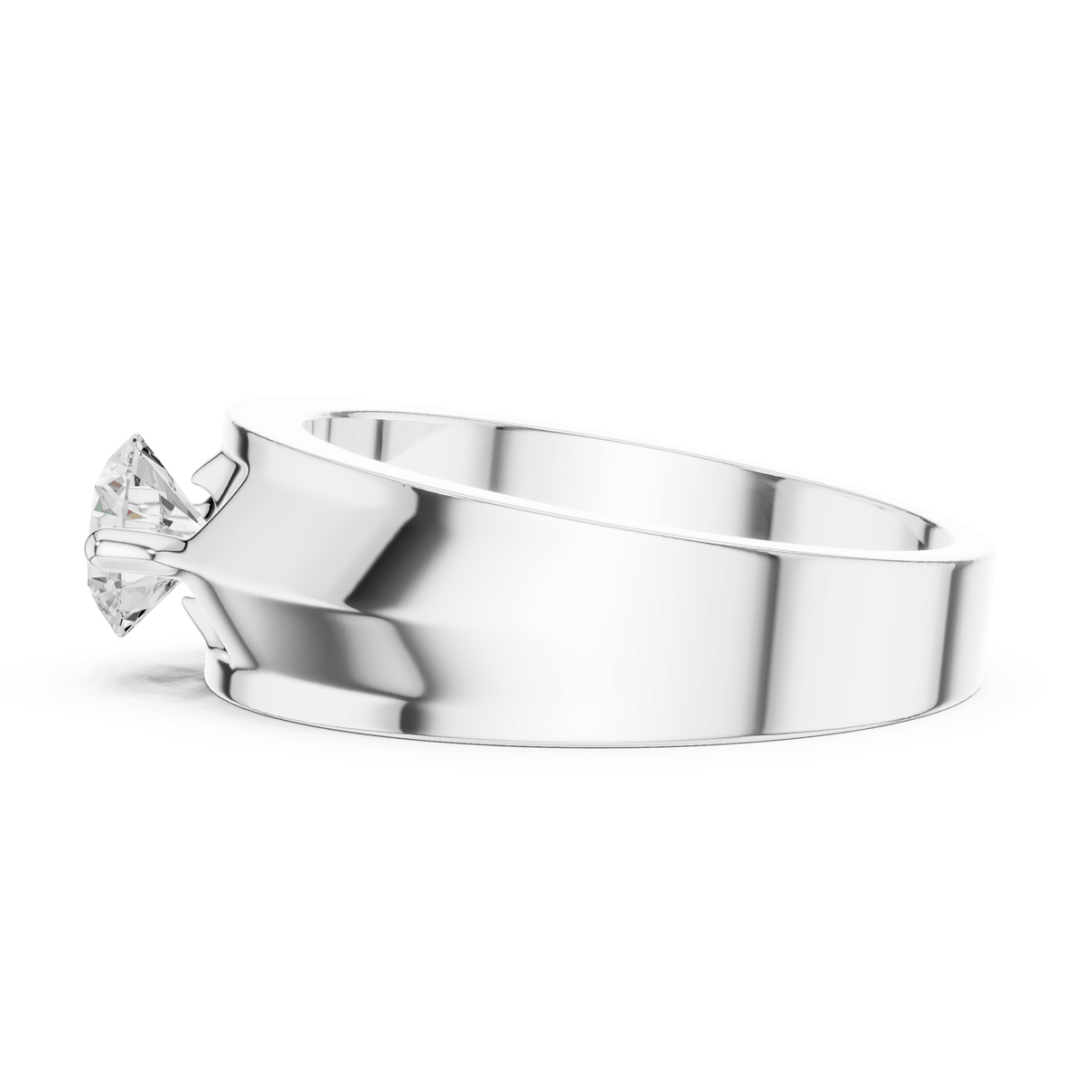 Modern Grooved Shoulder Solitaire Men's Lab Grown Diamond Ring