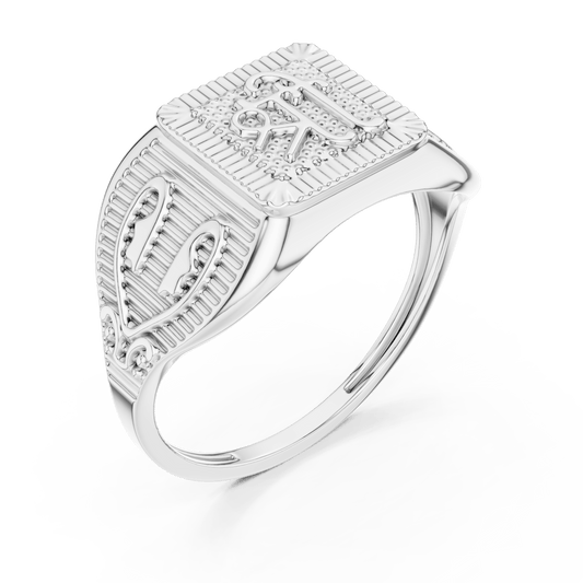 Traditional Devnagari Shree Symbol Filigree Men's Signet Ring
