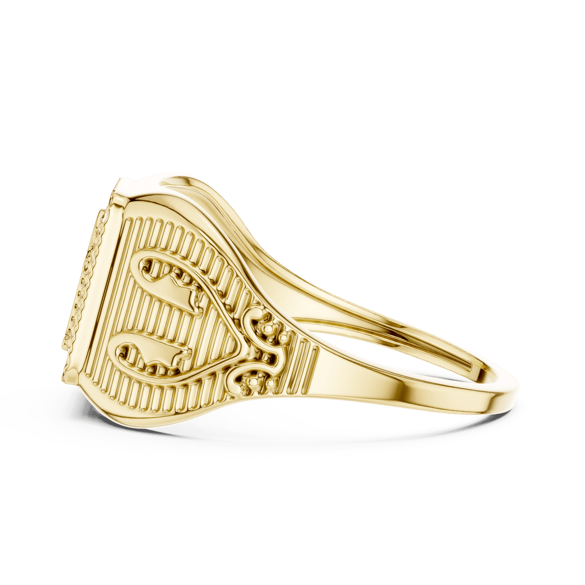 Devnagari Shree Embossed Men's Religious Signet Ring in 14K Solid Gold
