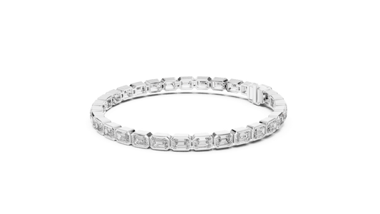 Emerald Cut Lab Grown Diamond Horizontal Eternity Line Bracelet in 925 Sterling Silver