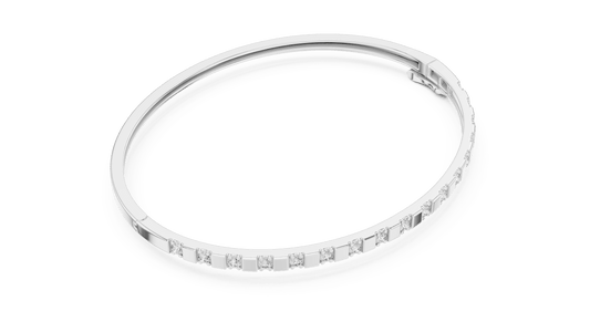 Minimalist Alternating Bar Accent Lab Grown Diamond Bangle Bracelet