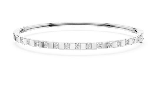 Minimalist Alternating Bar Accent Lab Grown Diamond Bangle Bracelet