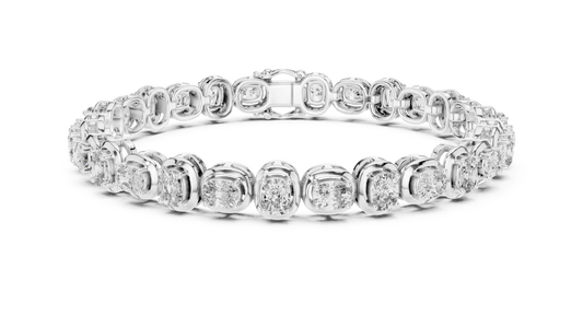 Cushion Cut Lab Grown Diamond Eternity Line Bracelet in 925 Sterling Silver