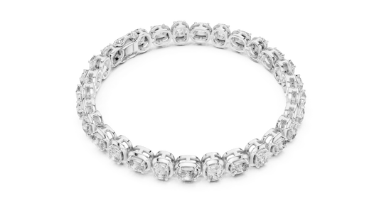 Cushion Cut Lab Grown Diamond Eternity Line Bracelet in 925 Sterling Silver