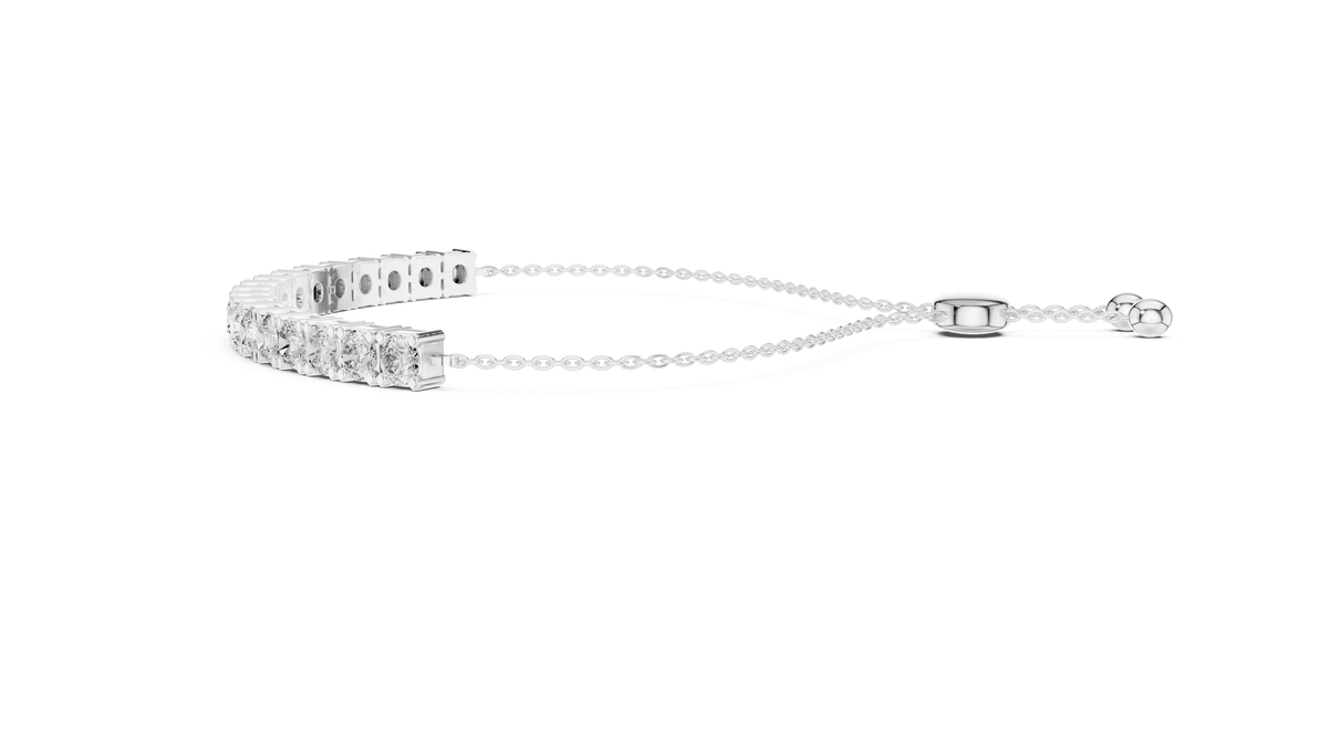 Classic Princess & Radiant Cut Diamond Slider Bolo Bracelet in 925 Silver