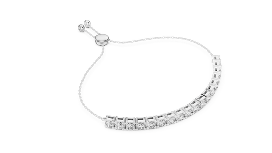 Classic Princess & Radiant Cut Diamond Slider Bolo Bracelet in 925 Silver