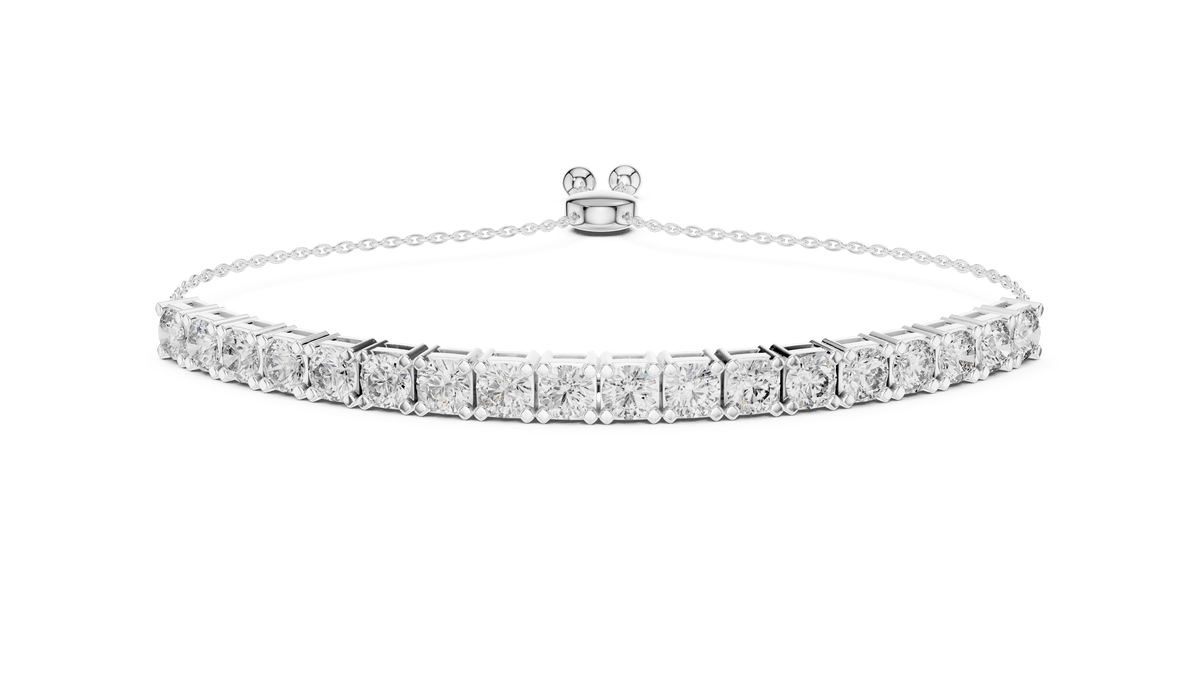 Classic Princess & Radiant Cut Diamond Slider Bolo Bracelet in 925 Silver