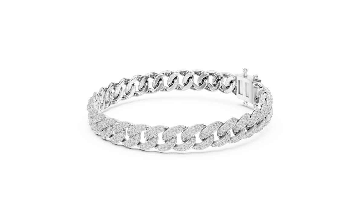 925 Sterling Silver Micro Pave Lab Grown Diamond Miami Cuban Link Bracelet