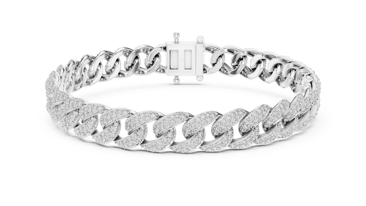 925 Sterling Silver Micro Pave Lab Grown Diamond Miami Cuban Link Bracelet