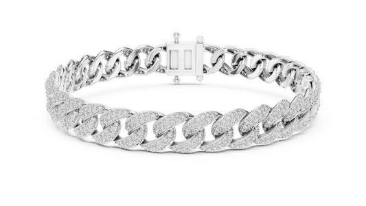 925 Sterling Silver Micro Pave Lab Grown Diamond Miami Cuban Link Bracelet