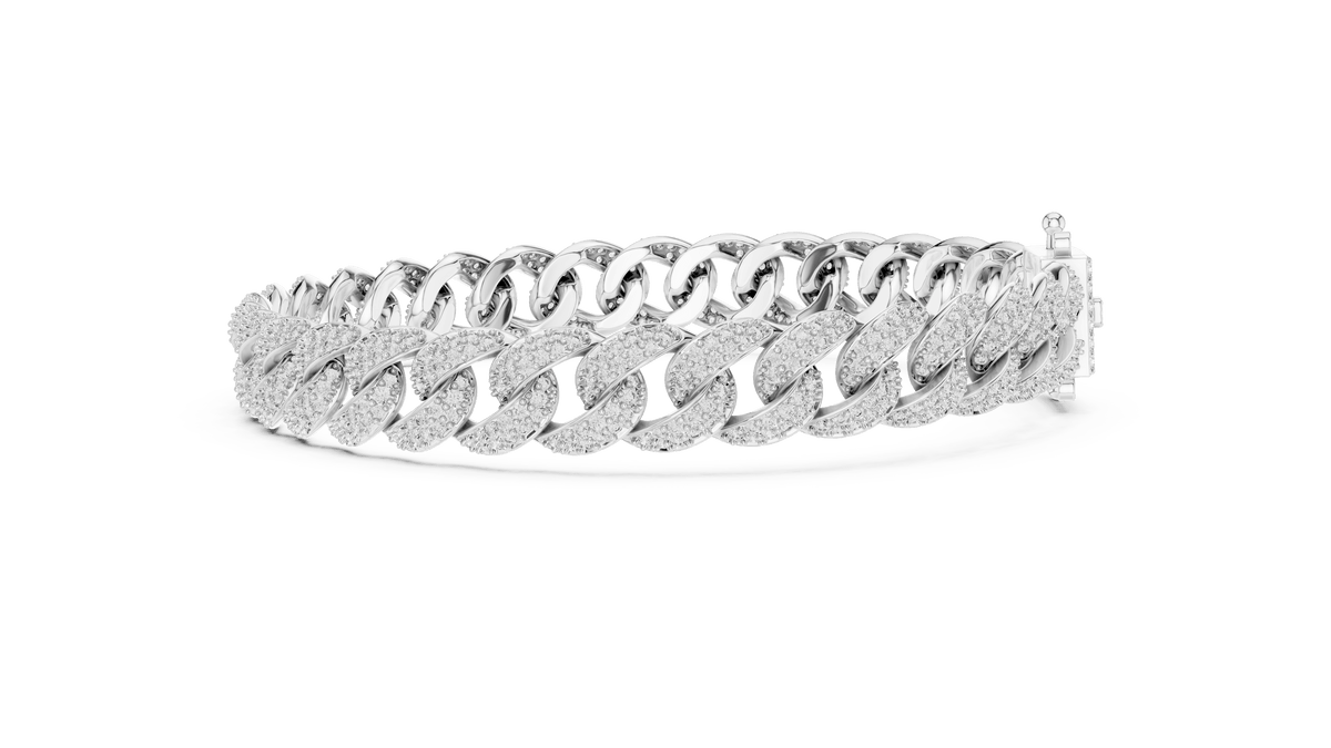 925 Sterling Silver Micro Pave Lab Grown Diamond Miami Cuban Link Bracelet