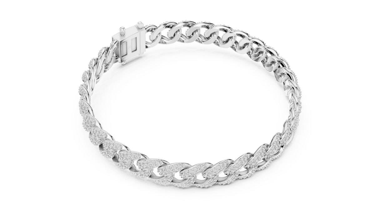 925 Sterling Silver Micro Pave Lab Grown Diamond Miami Cuban Link Bracelet