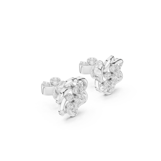 Chic 6-Petal Pinwheel Cluster Lab Grown Diamond Studs in 925 Silver