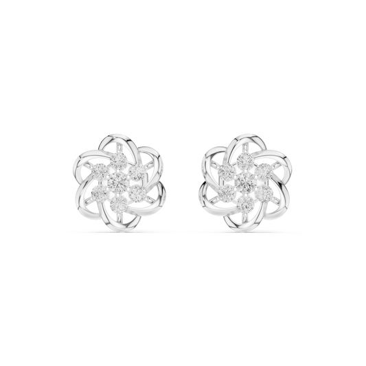Chic 6-Petal Pinwheel Cluster Lab Grown Diamond Studs in 925 Silver