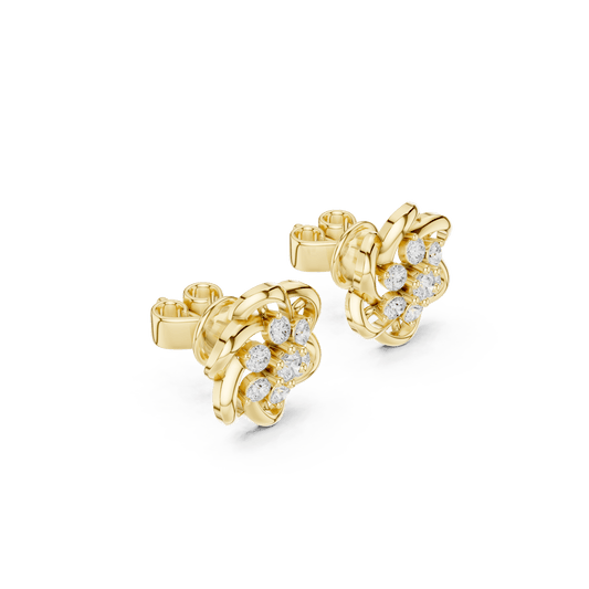 Spiral Flower Cluster Round Lab Diamond Earrings in 14KT Solid Gold