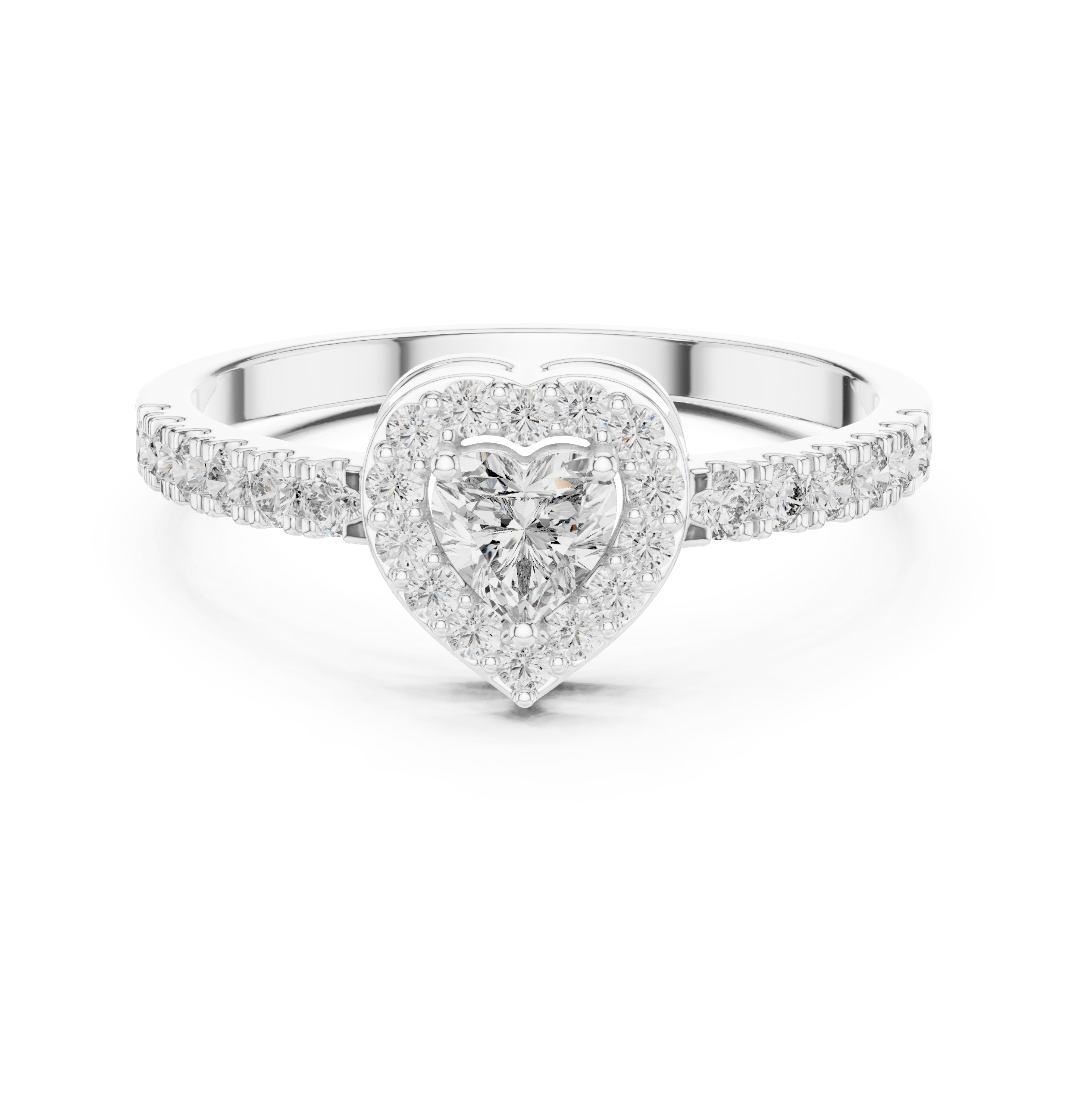 Romantic Heart Halo Pavé Band Lab Grown Diamond Ring