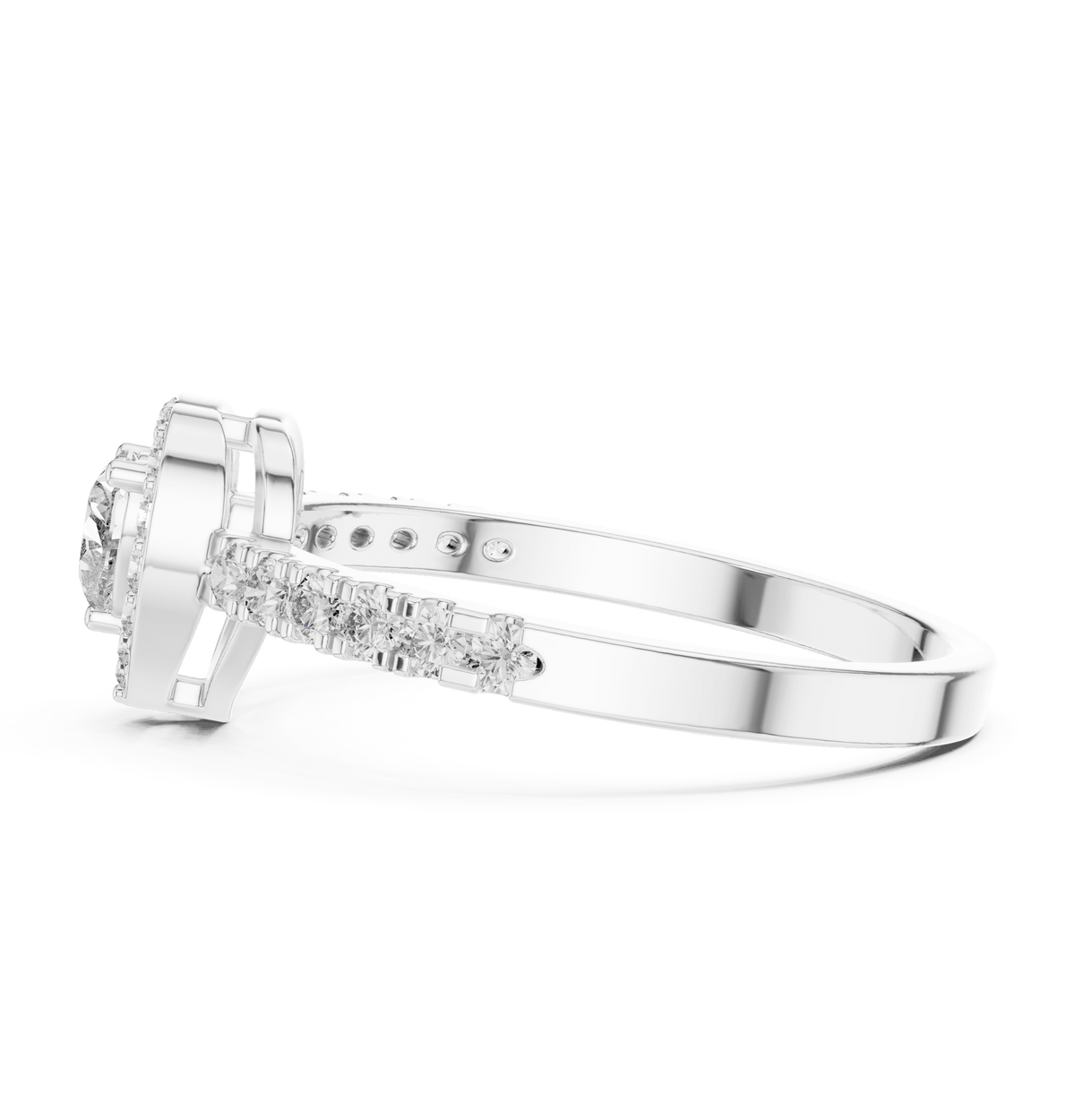Romantic Heart Halo Pavé Band Lab Grown Diamond Ring