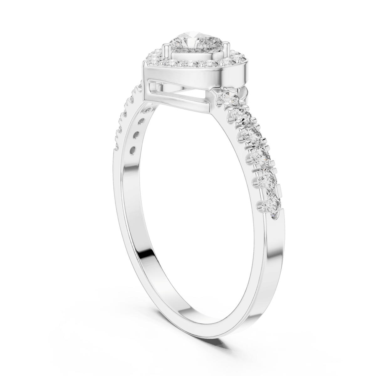 Romantic Heart Halo Pavé Band Lab Grown Diamond Ring