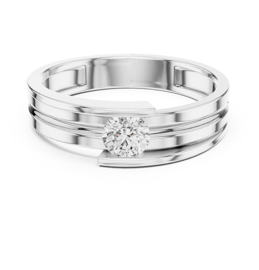 Round Solitaire Multi-Groove Bypass Lab Grown Diamond Ring
