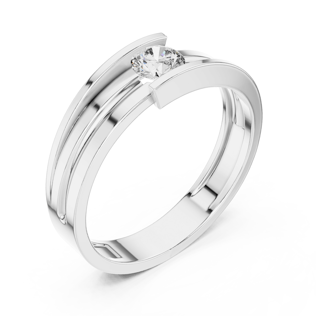 Round Solitaire Multi-Groove Bypass Lab Grown Diamond Ring