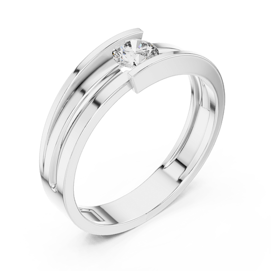 Round Solitaire Multi-Groove Bypass Lab Grown Diamond Ring