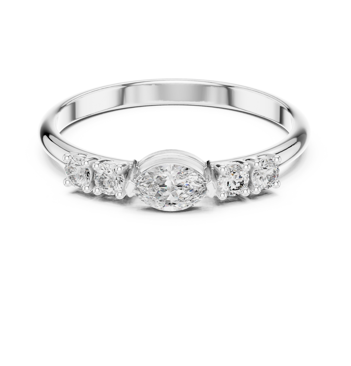 Horizontal Oval Accent Solitaire Lab Grown Diamond Ring